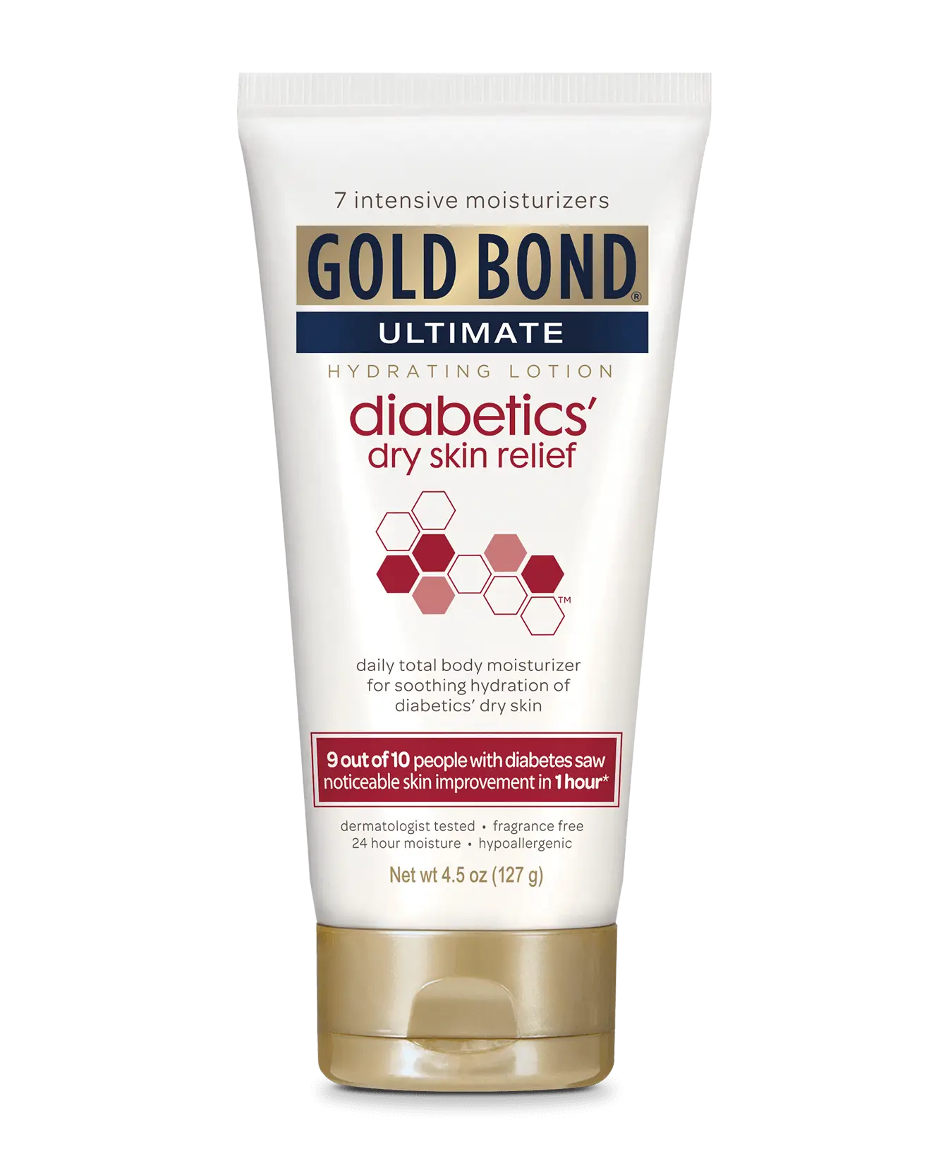 Front of Gold Bond Diabetics’ Dry Skin Relief Lotion tube