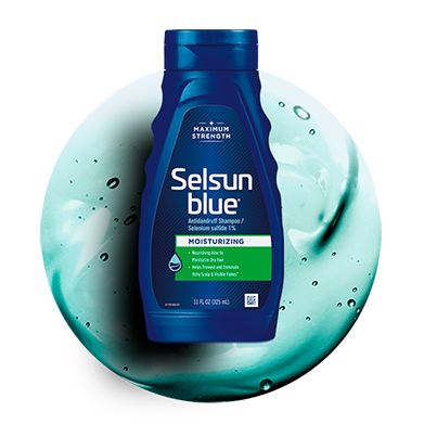 Image of product bottle over a circle of mint green shampoo.