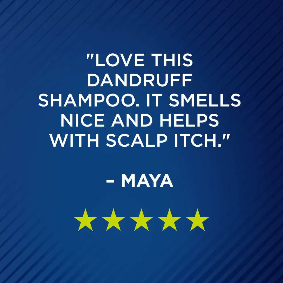 Packaging of Selsun blue® Naturals Itchy Dry Scalp Antidandruff Shampoo bottle and benefit statements.