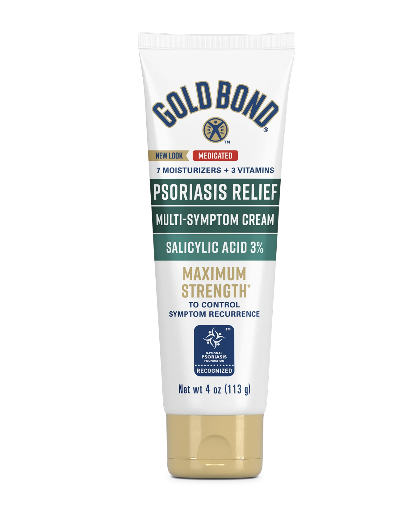 Front of Gold Bond Ultimate Multi-Symptom Psoriasis Relief Cream tube