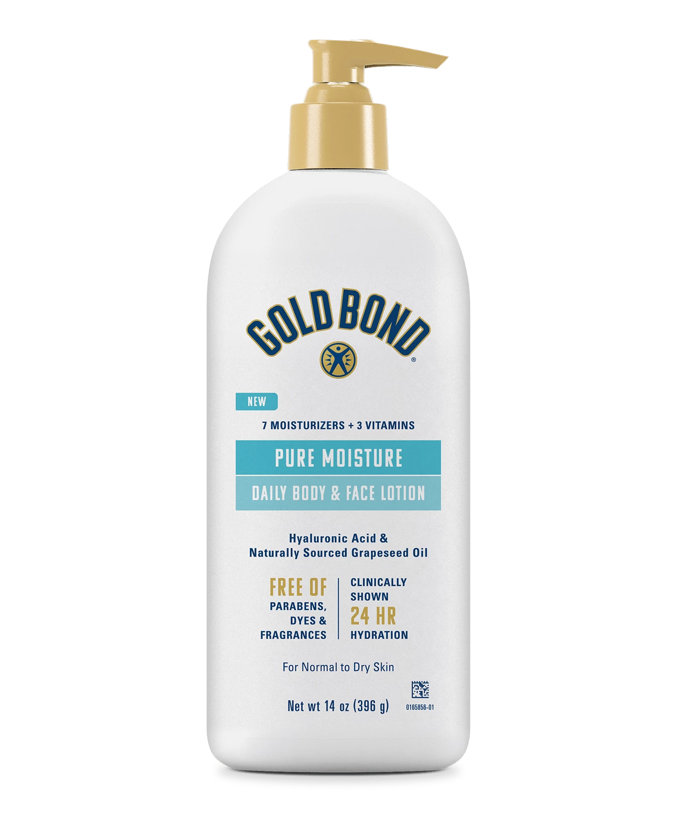Front of Gold Bond Pure Moisture Body and Face Lotion bottle 14oz Pump