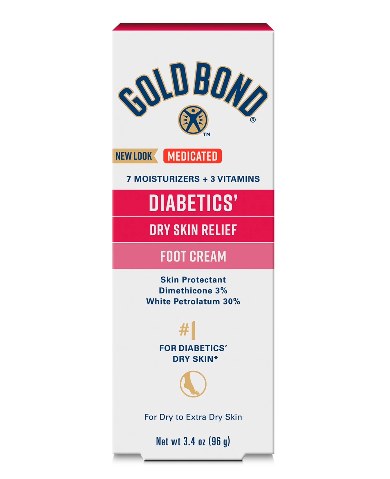 Front of Gold Bond Diabetics’ Dry Skin Relief Foot Cream box