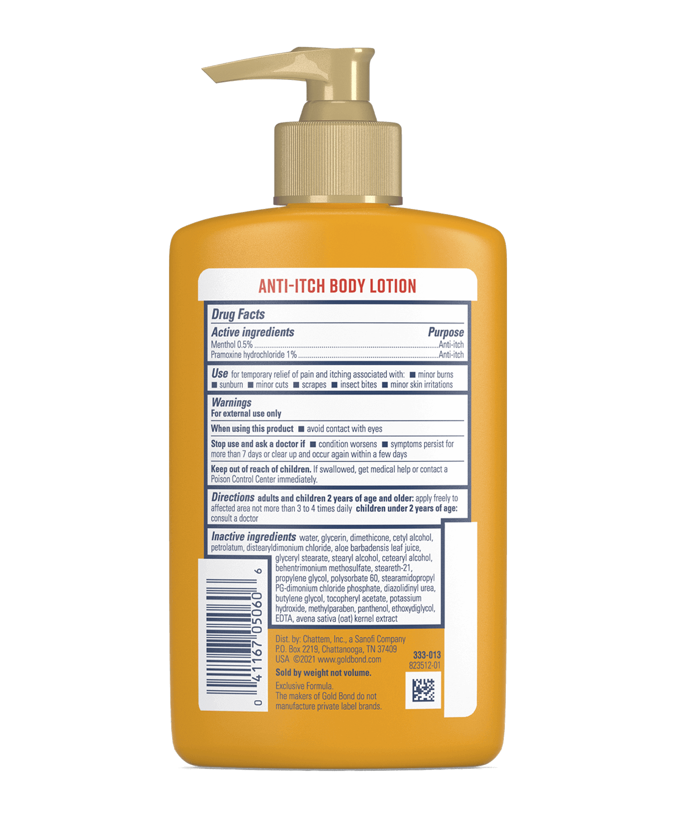 Back of Gold Bond Medicated Anti-Itch Lotion bottle